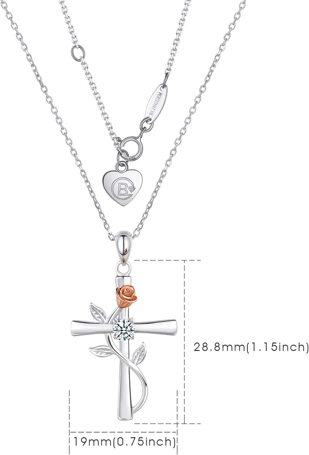 Cross Necklace for Women 925 Sterling Silver Birthstone Necklace for Womens Cross Pendant 5A Cubic Zirconia 12 Birth Months Birthday Gifts for Women Wife Her