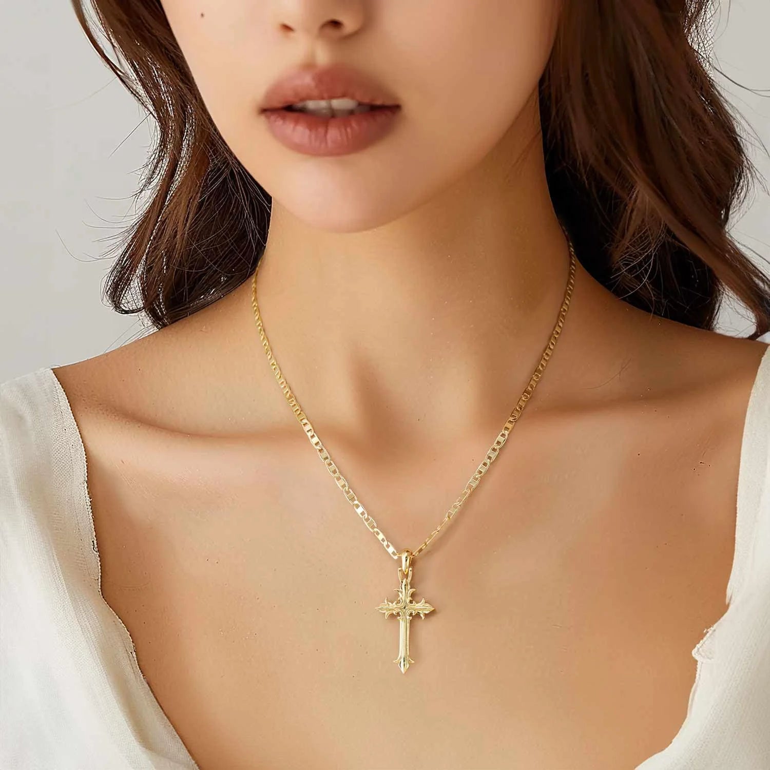 14K Gold Cross Necklace for Women Crucifix Necklace Cross Pendant Necklace Jewelry Gifts for Women