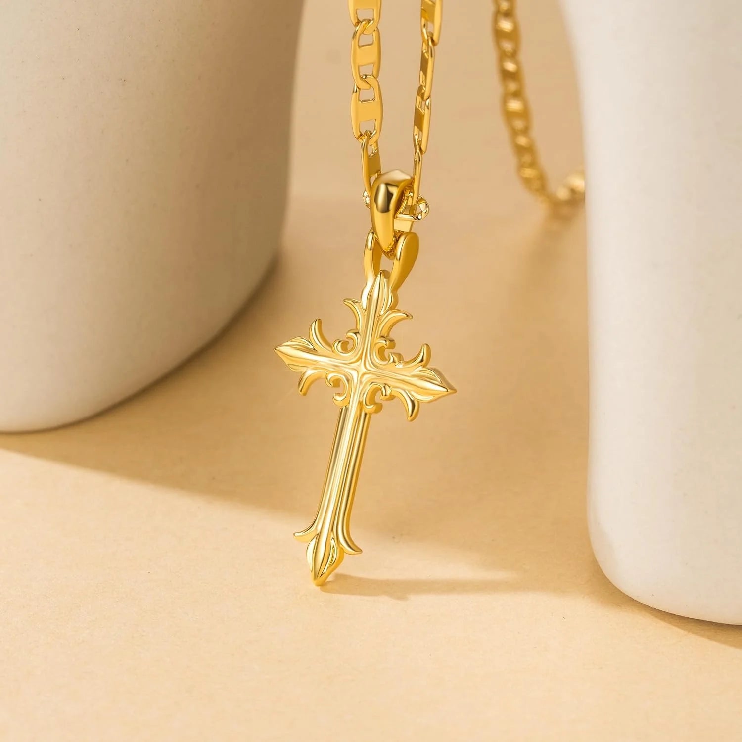 14K Gold Cross Necklace for Women Crucifix Necklace Cross Pendant Necklace Jewelry Gifts for Women