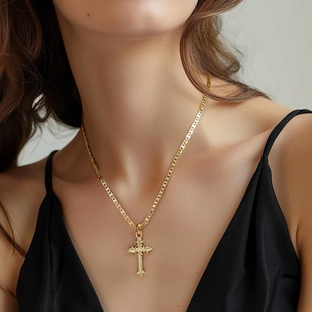 14K Gold Cross Necklace for Women Crucifix Necklace Cross Pendant Necklace Jewelry Gifts for Women