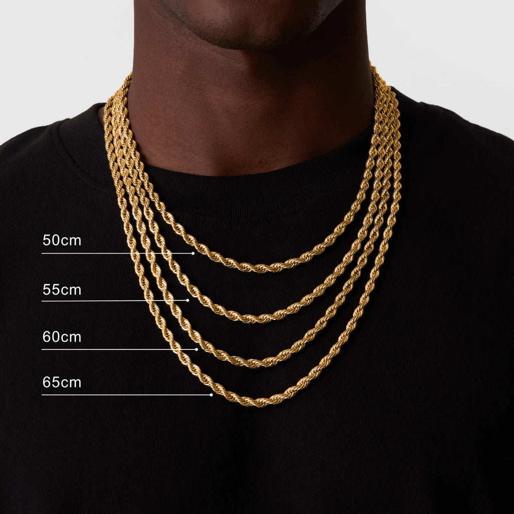 Gold Color Rope Long Chain Necklace for Men Women,Stainless Steel Twisted Rope Chain Collars,Hip Hop Vintage Jewelry Gift