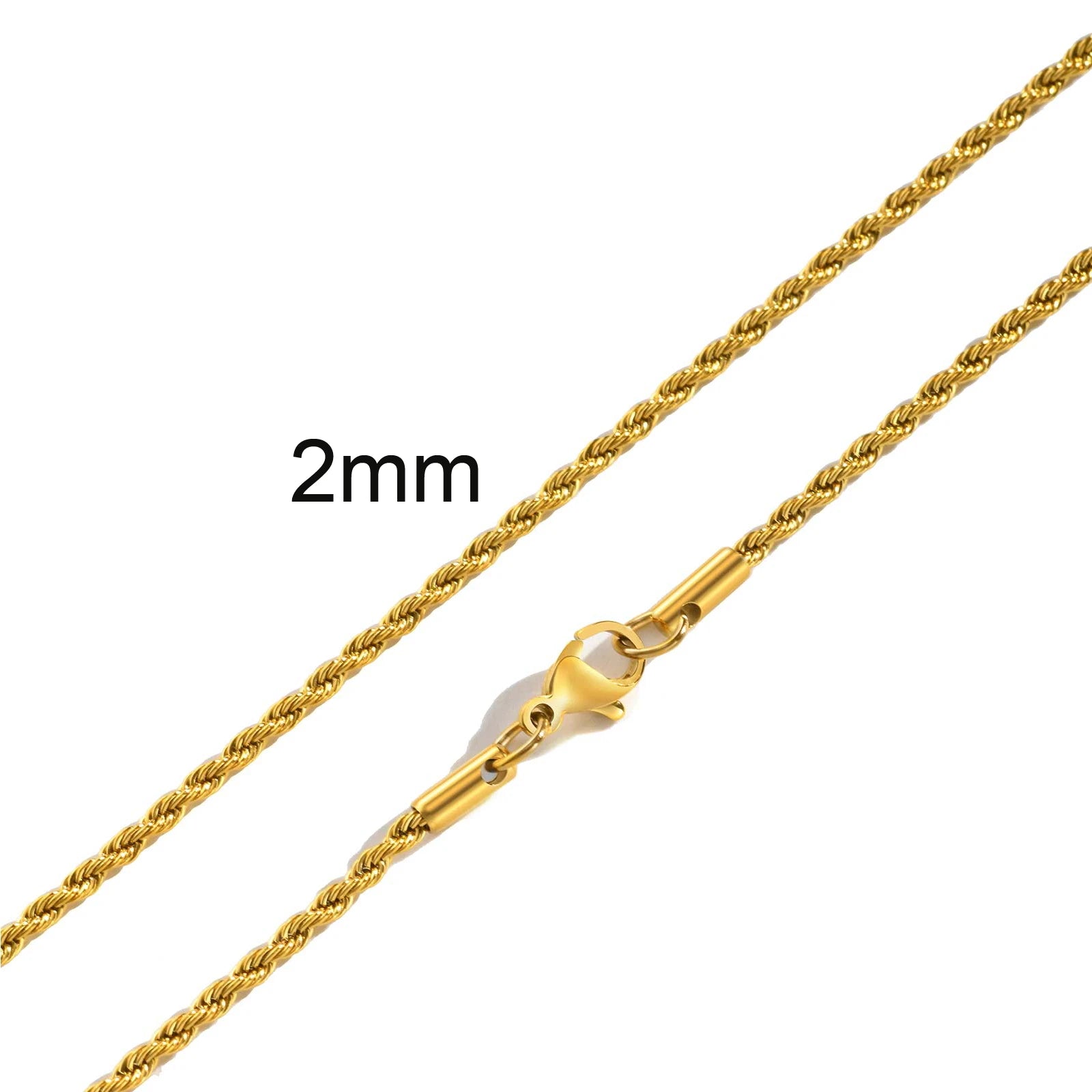 Gold Color Rope Long Chain Necklace for Men Women,Stainless Steel Twisted Rope Chain Collars,Hip Hop Vintage Jewelry Gift