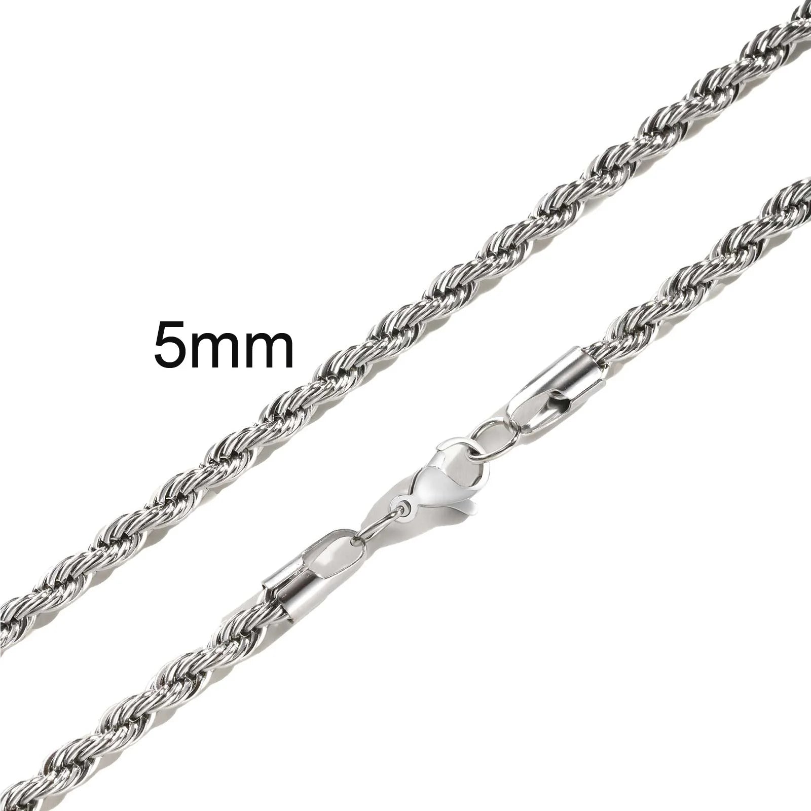 Gold Color Rope Long Chain Necklace for Men Women,Stainless Steel Twisted Rope Chain Collars,Hip Hop Vintage Jewelry Gift